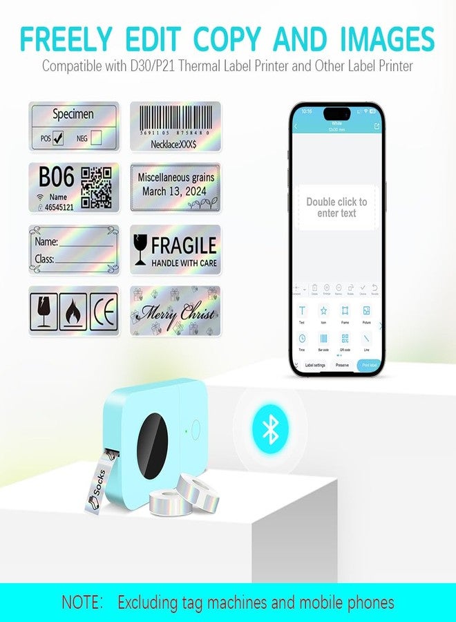 Zeitel لفة ورق لاصقة صغيرة لطابعة الملصقات الحرارية Zeitel®1، متوافقة مع طابعات الملصقات المحمولة D30/D31/P21 للمكاتب، 12 × 40 مم، 160 قطعة/لفة، لا تشمل الطابعة - Image 3